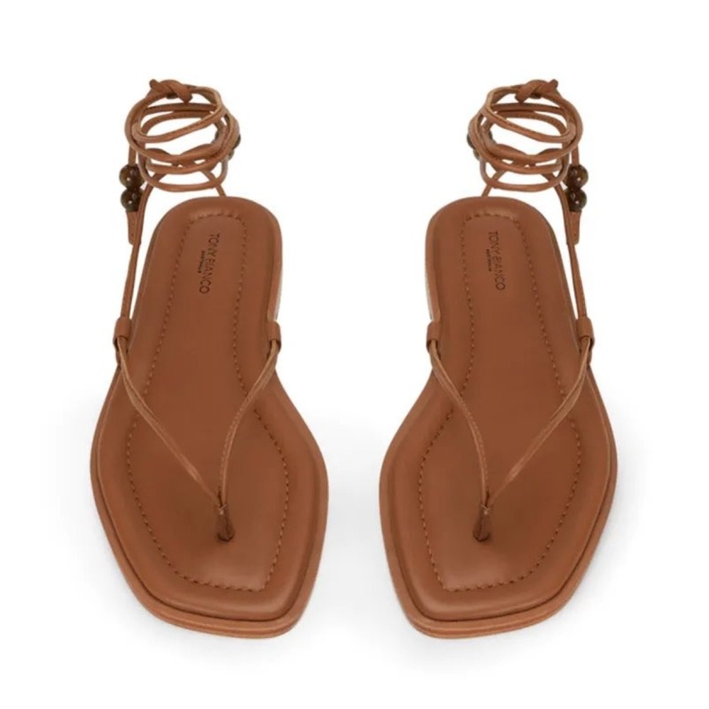 Tony Bianco Beach Tan Nappa Leather Lace-Up Gladiator Sandals Size 38